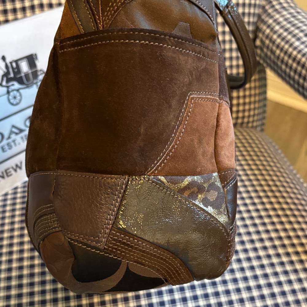 Coach Brown Patchwork Satchel - image 8